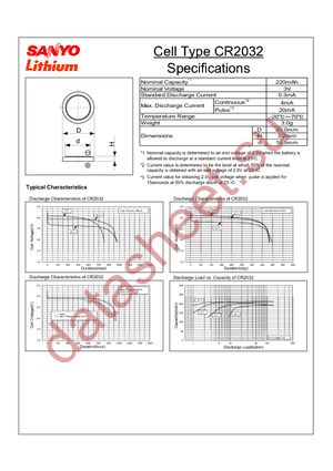 CR2032 SANYO datasheet  